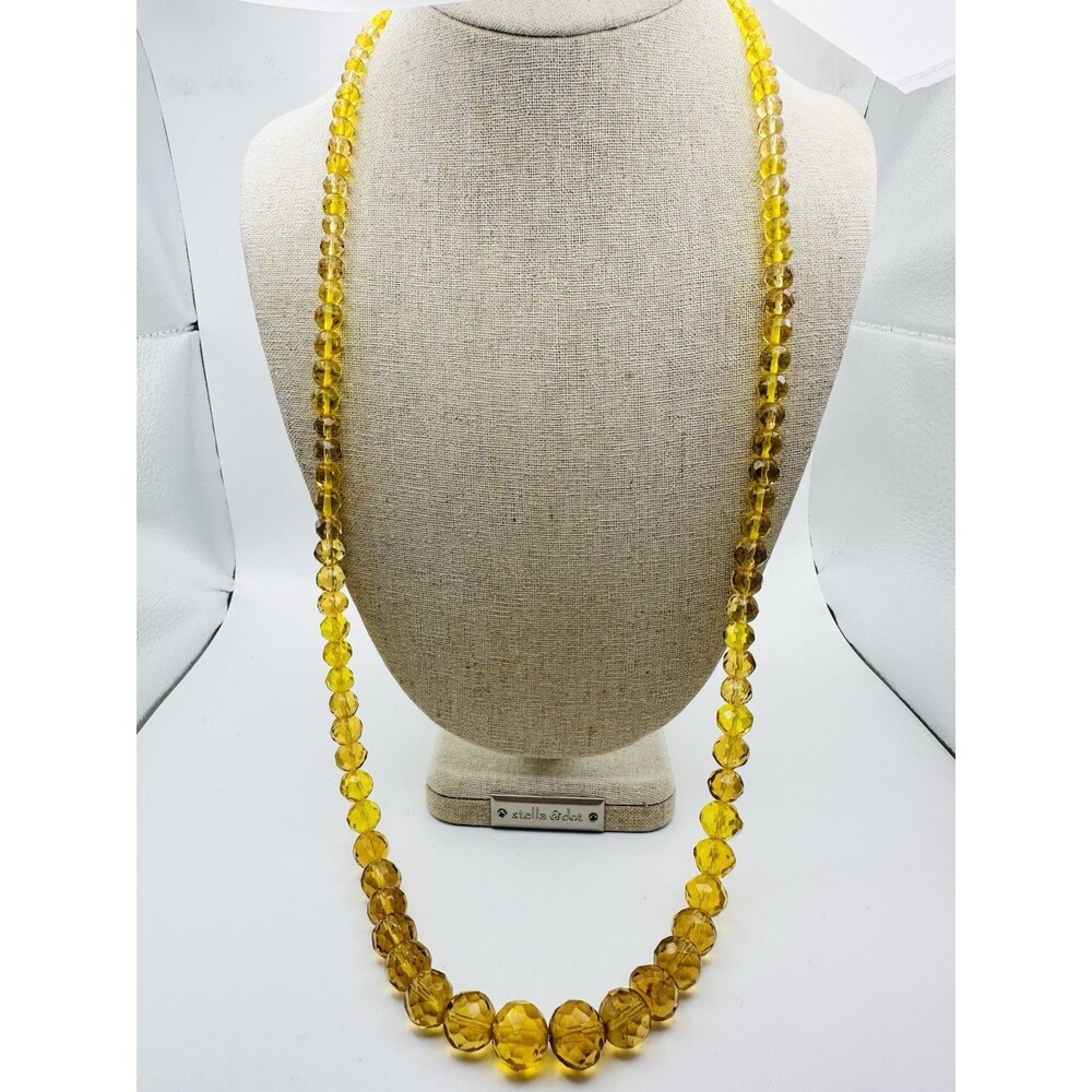 Vintage Faceted Glowing Glass Necklace Graduated 30”